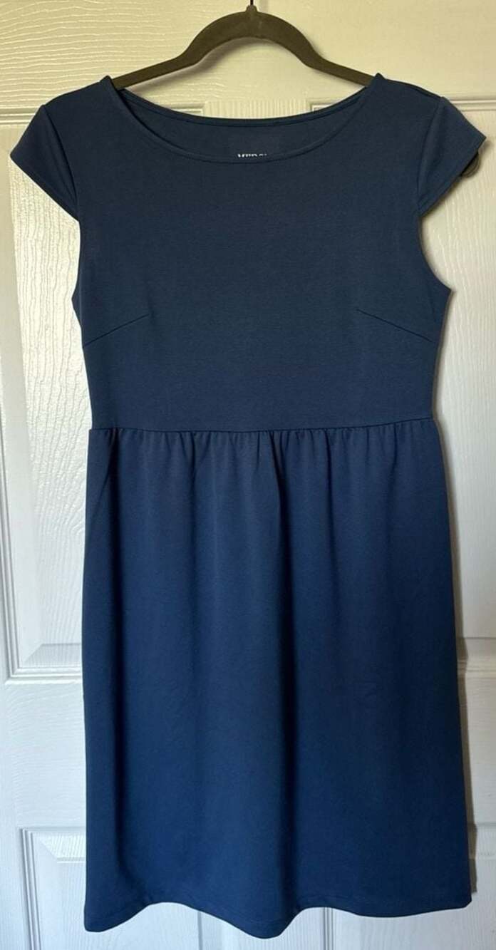 Merona Blue Cap Sleeve Gathered Waist Dress Size Petite Small